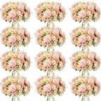 Tigeen Artificial Flowers Artificial Peonies Silk Flowers Faux Peony Fake Peony Silk Hydrangea Bouquet for Wedding Table Centerpiece Floral Vase Decor(Light Pink,12 Bundles)