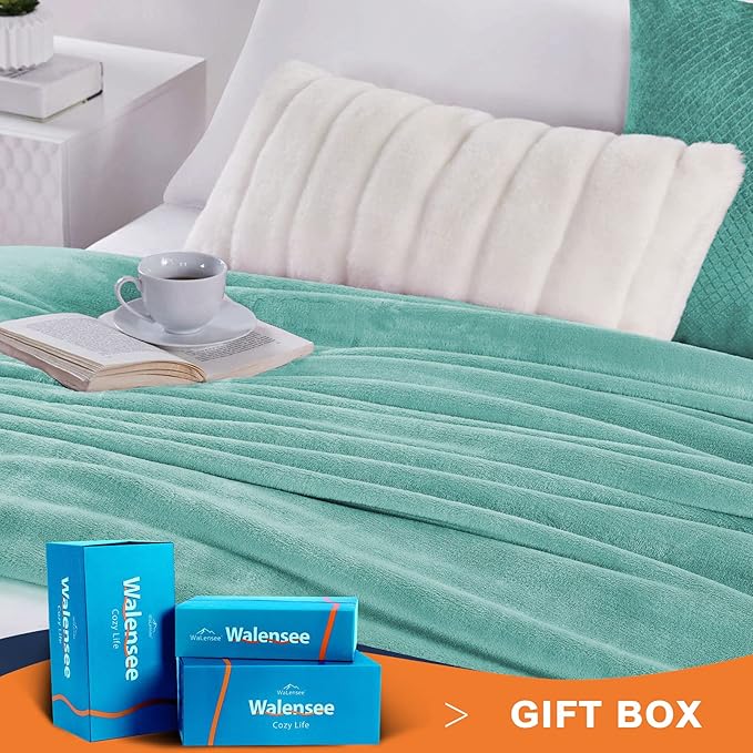 Walensee Fleece Blanket Plush Throw Fuzzy Lightweight (XL-Twin Size 66x90 Light Blue) Super Soft Microfiber Flannel Blankets for Couch, Bed, Sofa Ultra Luxurious Warm and Cozy for All Seasons