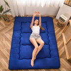 MAXYOYO Japanese Shiki Futon Mattress Floor Mattress Thicken Tatami Mat Sleeping Pad Roll Up Mattress Floor Lounger Bed Folding Couch Bed Mattress Pad for Guest Room, Royal Blue, King Size