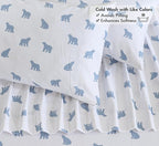 RUVANTI Flannel Sheets California King Size - 100% Cotton Brushed Cal King Bed Sheets Set - Deep Pockets 14 Inches - All Seasons Breathable & Extra Soft - Warm & Cozy, 4 Piece, Happy Cubs