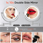 GURUN 8.5 Inch Magnifying Makeup Mirror with 3 Tones Dimmable LED Lights Double Sided Touch Control Rechargeable Vanity Mirror for Bathroom with 10X Magnification M1809DC-T (Chrome/10X)