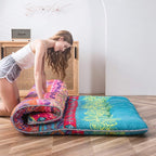 MAXYOYO Bohemian Retro Mattress Boho Floral Japanese Futon Mattress Tatami Floor Mat Foldable Portable Camping, Sleeping Pad, Lounger Couch Bed Full Size