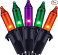 YULETIME 200 Orange Green & Purple Halloween Lights with Black Wire, Pack of 2 Sets 33 ft 100 Count UL Certified Christmas String Lights (Orange, Green & Purple)
