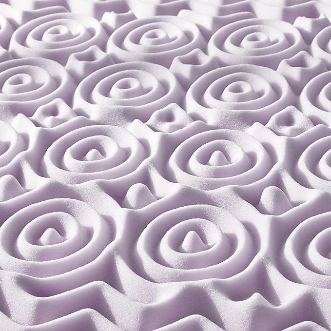 Mellow 3 Inch 5-Zone Memory Foam Mattress Topper, Soothing Lavender Infusion, Dorm Essentials, Full