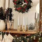 WDS WONDROUS Christmas Tree Candle Holders Set of 4 – Taper Candle Holders for Christmas Decorations, Gold Resin Candlestick Holders with Table Top, Metal, Dining Table Centerpieces & Holiday Decor