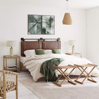 Nathan James Harlow Modern Wall Mount Hanging Headboard, Queen, Brown Faux Leather