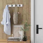 Coat Hooks Wall Mounted, Wooden Hat Rack with 4 Hooks for Entryway, Bathroom,Bedroom(2 Pack,White)