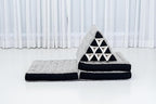 Leewadee - Comfortable Japanese Floor Mattress - Thai Floor Bed with Triangle Cushion - Futon Mattress - Thai Massage Mat, 67 x 21 inches, Black White, Kapok Filling