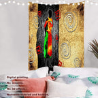 Batmerry African Ethnic Retro Tapestry,Vintage Motive Oil Landscape Fashion Wall Art Hanging Decoration Polyester Fiber White Ruffled Around for Dorm Room Bedroom Living Room, 59.1x51.2 inches