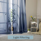 OWENIE Blue Sheer Curtains, Sheer Curtains 84 inch Length 2 Panels Set, Rod Pocket Voile Fimly Sheer Drapes for Living Room/Bedroom, 2pcs, Each 42" W x 84" L, Navy Blue