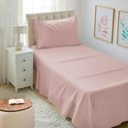 Mejoroom Twin XL Sheet Set - Hotel Luxury Microfiber Sheet & Pillowcase Sets Fits College Dorm Room Mattress - Soft, Breathable, Wrinkle & Fade Resistant - 3 Piece (Dusty Pink)