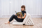 Leewadee 3-Fold Mat XXL with Triangle Cushion – Firm TV Pillow, Foldable Mattress with Cushion Made of Eco-Friendly Kapok, 67 x 31 inches, Ecru