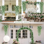 RECUTMS Artificial Hanging Plants Fake Hanging Plant Faux Eucalyptus Leaf Greenery Vine Outdoor UV Resistant Plastic Plants Home Garden Wedding Party Indoor Outdoor Decorations(White)