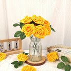 MACTING Artificial Yellow Flowers 30PCS Real Touch Fake Rose Flowers Soft Foam Roses with Stem for Floral Arrangement DIY Table Centerpieces Wedding Bouquet Party Holiday Home Fall Decorations