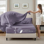Bedsure Twin Comforter Set Grayish Purple - Bed in a Bag Twin Size Bedding 5 Pieces, GentleSoft™ Pintuck Bed Set Gift for Family, Pinch Pleat Grayish Purple Comforter with Sheets, Pillowcase & Sham