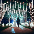 Kwaiffeo Outdoor Christmas Decorations, Waterproof 40-Tube Meteor Shower Lights for Xmas Wedding Party Hanging Decor, Wedding Decorations for Reception, Equivalent to 5 Sets of 8-Tubes, White