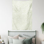 Lunarable Green and Beige Tapestry Twin Size, Green Leaves on Skinny Tangled Sprigs Fresh Nature Theme Foliage, Wall Hanging Bedspread Bed Cover Wall Decor, Twin Size, Pistachio Green