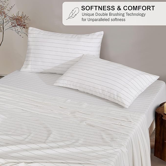 RUVANTI Flannel Sheets Twin Size - 100% Cotton Double Brushed Twin Sheets Set, Deep Pockets 16 Inches, All Seasons Breathable & Extra Soft Bed Sheets, Warm & Cozy, 3 Piece, Running Dots