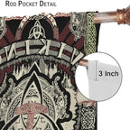 Viking Curtains Nordic Mythology Rune Weapon Antique Viking Pirate Crow Art Pattern Printed Curtains Bedroom Living Room Decoration Blackout Curtains W63 * L72 Inch