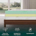 NapQueen Queen Size, 8 Inch Anula Green Tea Infused Memory Foam Mattress, Bed in a Box, CertiPUR-US Certified Mattress
