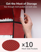 ULG 1 Pack Over The Door Organizer – 5 Shelf Door Organizer Hanging & 10 Side Pockets, Reinforced 44LB Capacity Hanging Organizer, Behind The Door Storage for Bedroom, Nursery, Christmas (Red)