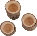 FUNSUEI 18 PCS Wooden Tea Light Candle Holders, Rustic Wood Votive Log Candle Holders, Rustic Wood Votive Candle Holder for Table Decoration, 3 Sizes