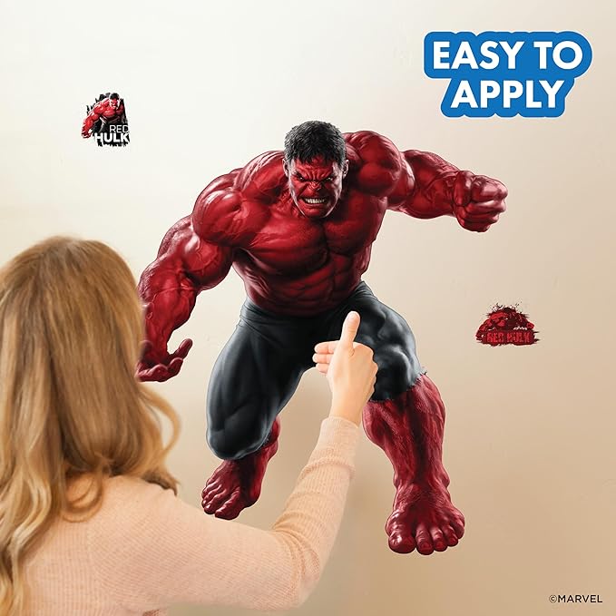 Marvel Captain America: Brave New World Red Hulk Wall Decal - 23" Avengers Hulk Vinyl Stickers for Bedroom Bathroom Decor - Peel and Stick Room Decorations