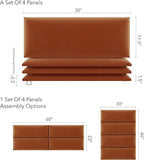 Vänt Upholstered Wall Panels - Queen/Full Size Wall Mounted Velvet Headboards - Velvet Rust - Set of 4 Panels (Each Individual Panel 30"x11.5")