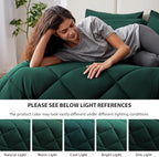 Love's cabin California King Comforter Set Dark Green, 7 Pieces California King Bed in a Bag, All Season Bedding Sets with 1 Comforter, 1 Flat Sheet, 1 Fitted Sheet, 2 Pillowcase and 2 Pillow Sham