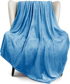 Exclusivo Mezcla Extra Large Fleece Throw Blanket for Couch, Sofa, 300GSM Super Soft and Warm Blankets, Washed Blue Throw All Season Use, Cozy, Plush, Lightweight, 50x70 Inches