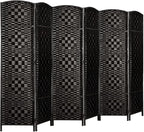 Rose Home Fashion 6 ft Tall Room Divider, Room Dividers and Folding Privacy Screens, 15.7in Privacy Screen 6 Panel Partition Temporary Wall Separation for Private, Black
