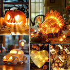 Brightown Accessory Cord with 2 LED Light Bulbs - UL Listed 5 Feet Christmas Village Cords, Rotary Switch, Fused Plug for Crafts, Halloween Pumpkin, Holiday Ornaments, White Cord, Warm White, 2 Pack