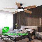 TALOYA 52 inch Ceiling Fans with Lights and Remote, Low Profile Ceiling Fan with Light, Flush Mount, Reversible, 3CCT, Dimmable, Ultra Quiet Black Ceiling Fan for Bedroom Living Room Indoor Outdoor