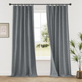 KangBang Grey Blackout Linen Curtains 108 Inches Long 2 Panels, Black Out Room Darkening Curtains Soft Thick Linen Back Tab Loop Pocket Pleated Neutral Drapes for Living Room,9FT, 52Wx108L, Frost Gray