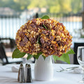 10PCS Fake Hydrangea Artificial Flowers Hydrangea Bouquet for Home Wedding Bridal Bouquet Office Party Table Centerpiece DIY Floral Decor (Autumn Orange)