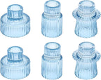 Vixdonos Glass Candlestick Holders Tealight Candle Holders for Table Centerpieces, Wedding Decor and Dinner Party (6 Pcs, Light Blue)