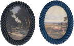 Creative Co-Op 2-Piece Oval Resin Twisted Photo Frame Set, Light & Dark Blue