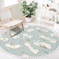 Round Rugs Cute Bunny Carrot Collection Hand Drawn Boho Area Rug Linen and Cotton Carpet Meditation Rug Washable Hallway Runner Mat Accent Rug for Bedroom Bathroom 4ft