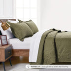 Love's cabin King Size Quilt Bedding Set Green Bedspreads - Bed Summer Lightweight Bedspread Comforter - Coin Pattern Bedding Coverlet for All Season - 3 Pieces (1 Quilt, 2 Pillow Shams)