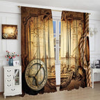 Pirate Map Curtains, Nautical Theme Old Ancient Treasure Map Secret Sea History Pattern Blackout Window Drapes for Kids Boys Bedroom Living Room 55x63in