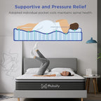 Full Mattress,8 Inch Hybrid Mattress in a Box with Gel Memory Foam,Motion Isolation Individually Wrapped Pocket Coils Mattress,Pressure Relief, Medium Firm Support,CertiPUR-US.