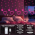 Valentines Day Decor, Pink Love Heart String Lights for Bedroom, 12 Hearts 138 LED Fairy Twinkle Lights with Remote, 8 Lighting Modes Connectable Window Lights for Valentine's Day Wedding Home Decor