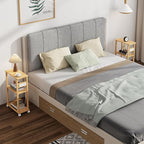 TUTOTAK Small Narrow Side Table with Charging Station, Skinny End Table for Small Spaces, Slim Nightstand with USB Ports and Outlet, Sofa Beside Table with Wheels, Natural TB01BN047