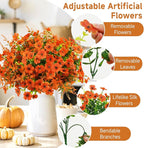 SHareconn 48 Bundles Artificial Fall Flowers for Outdoors Decoration, UV Resistant Silk Eucalyptus Lavender Faux Autumn Fake Plants for Outside Indoor Garden Yard Porch Home Decor, Orange