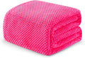 Exclusivo Mezcla Fleece Bed Blanket Twin Size, Super Soft and Warm Blankets for Couch, Sofa and Bed Waffle Textured, Cozy, Fuzzy and Lightweight (Hot Pink, 90x66 Inches)