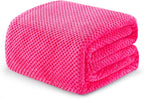 Exclusivo Mezcla Fleece Bed Blanket Twin Size, Super Soft and Warm Blankets for Couch, Sofa and Bed Waffle Textured, Cozy, Fuzzy and Lightweight (Hot Pink, 90x66 Inches)