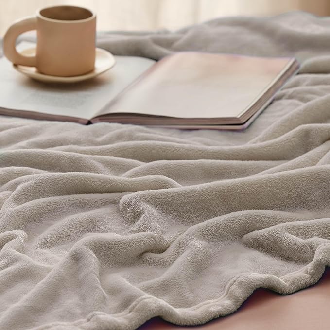 Bedsure GentleSoft Fleece Bed Blankets Queen Size Oxford Tan - Soft Lightweight Plush Fuzzy Cozy Luxury Blanket Microfiber, 90x90 inches