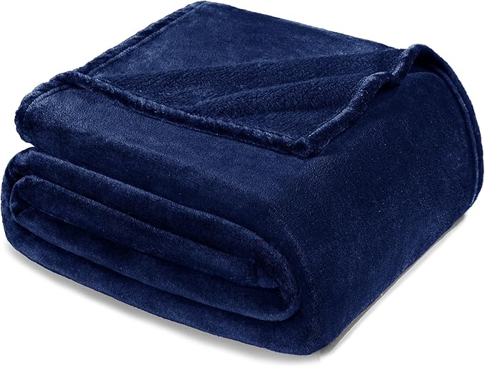 Exclusivo Mezcla Fleece Blanket Twin Size for Bed, Super Soft and Warm, All Season Use, Cozy, Plush, Lightweight, 90x66 Inches, Navy Blue