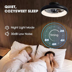 Ceiling Fan with Lights, 15" Flush Mount, Black Low Profile with 6 Wind Speeds, Smart Dimmable LED for Bedroom, Living Room