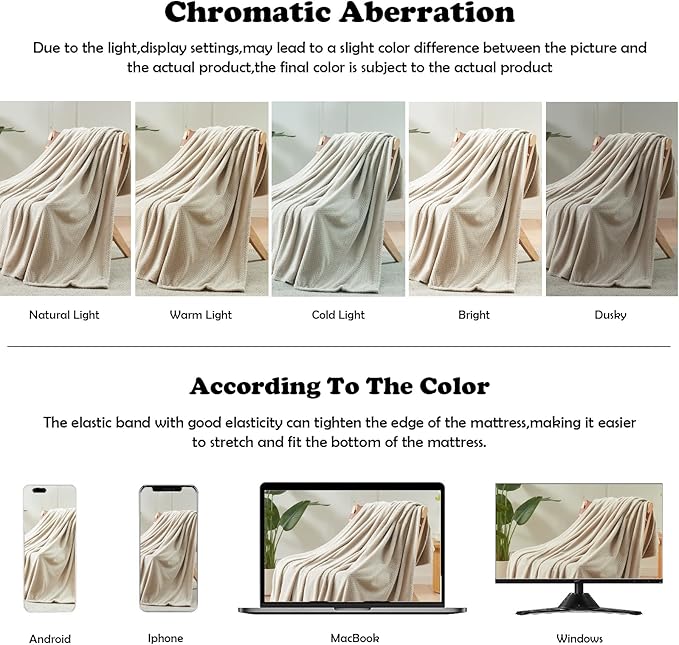 NEWCOSPLAY Super Soft Twin Blanket Linen Premium Silky Flannel Fleece Leaves Pattern Lightweight Bed Blanket All Season Use (Linen, Twin(60"x80"))